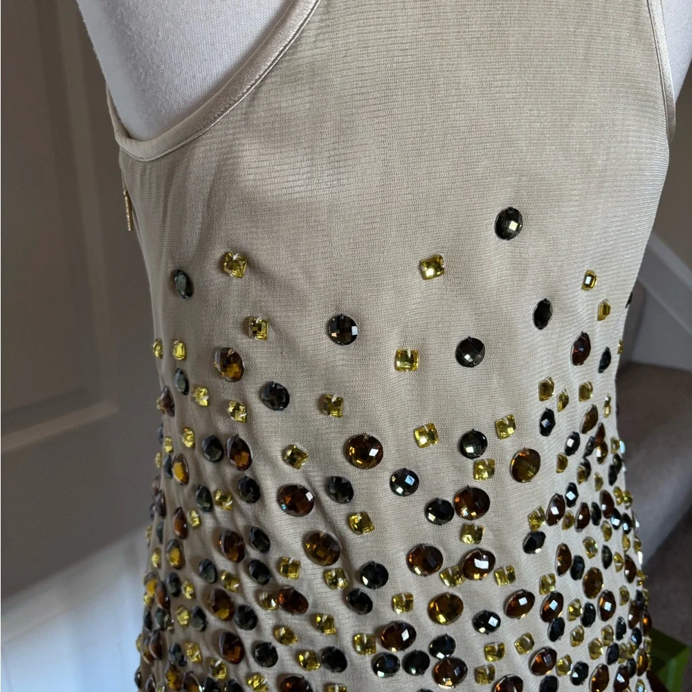 Tory Burch Enid Shell silk and gemstones top